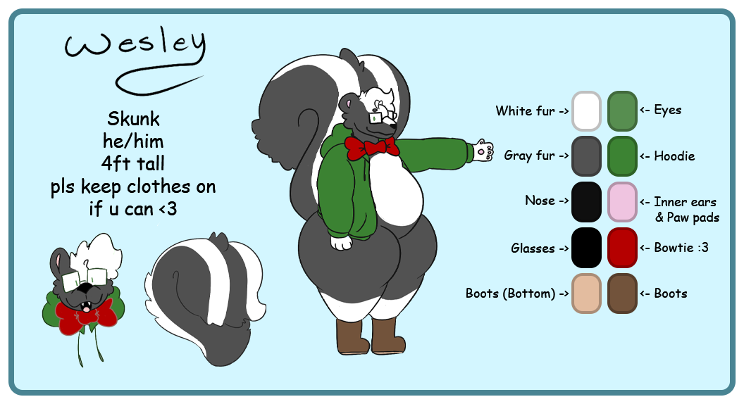 An image of my fursona, Wesley the skunk.